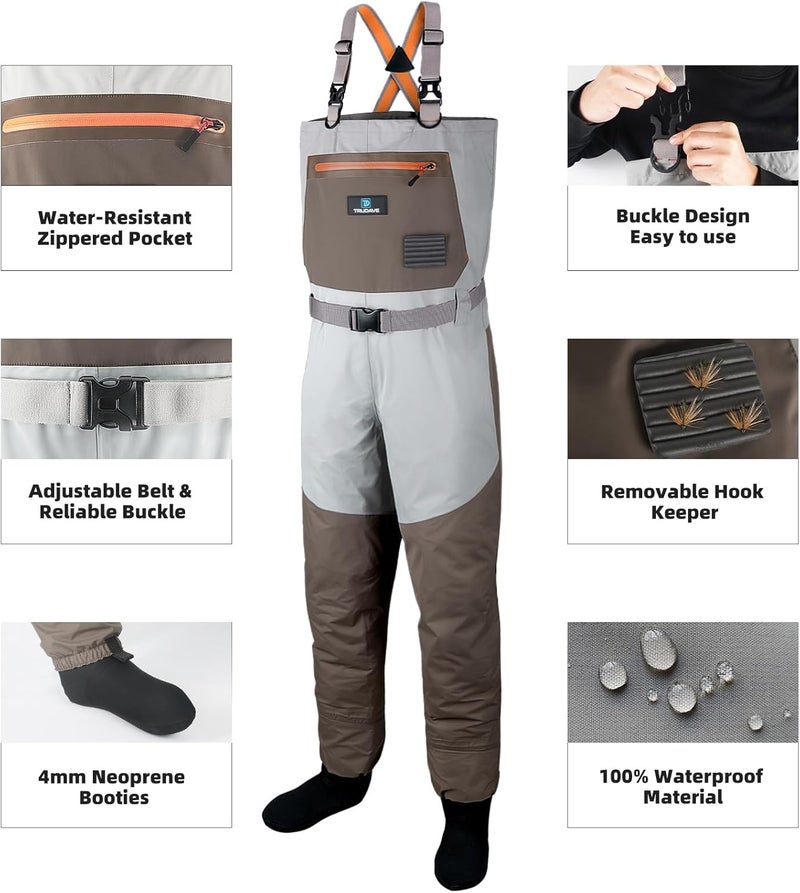 Trudave Store Fishing Waders, Waterproof Chest Waders for Men & Women, Lightweight Insulated Stockingfoot Waders Breathable Fly Fishing Waders for Fishing Hunting - Image 2